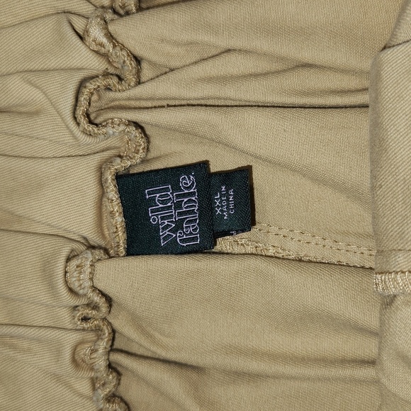 Wild Fable Khaki High Paper Bag Waist Pleated Back Zip Front Cargo Utility Skirt - Picture 11 of 11